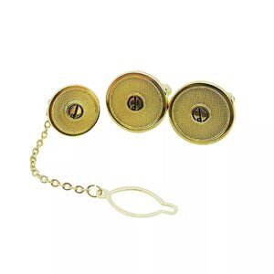 Dunhill Cufflink 2 Item Set Gold Bracket Authentic USED